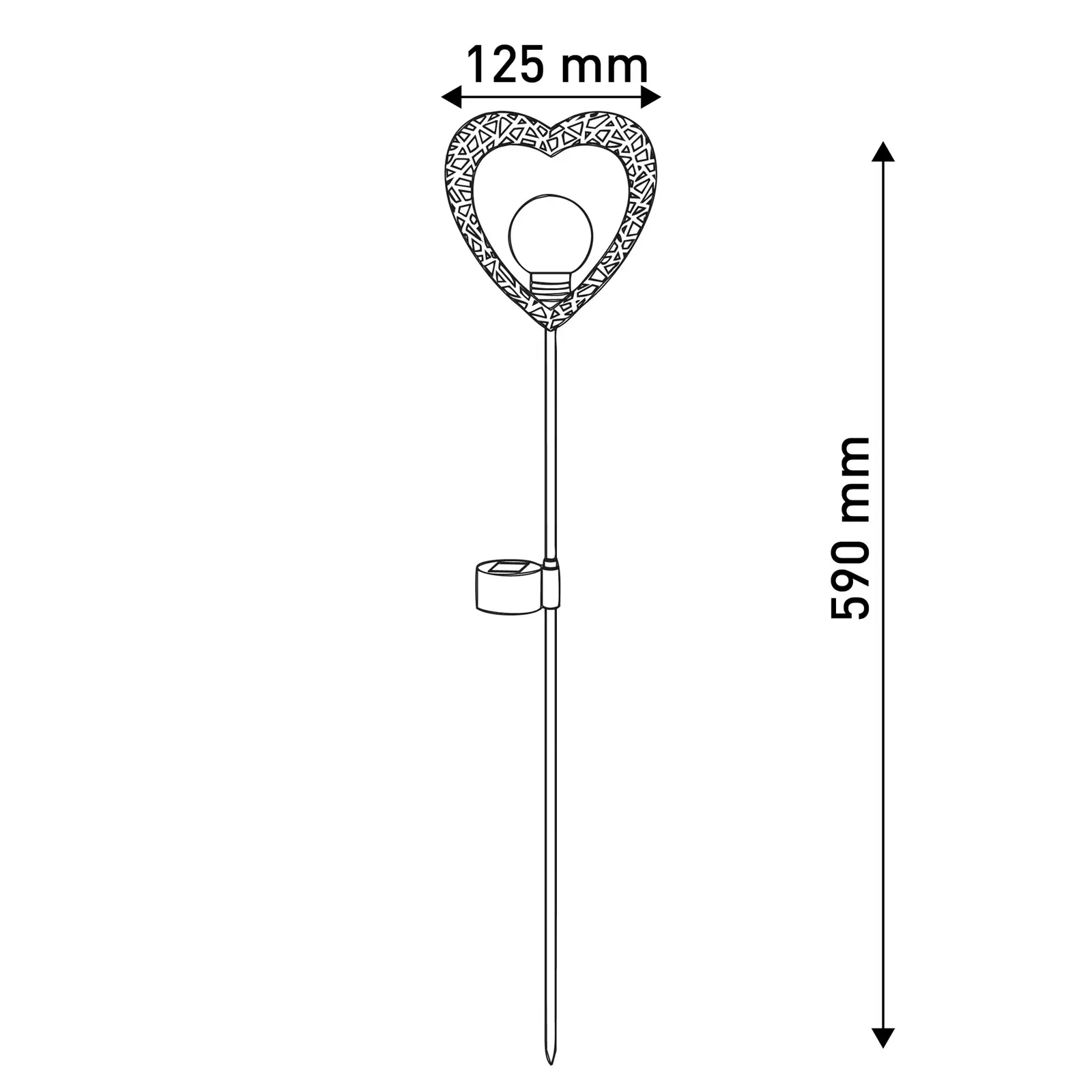 Deco napelemes világítás szív, földnyárs, LED, 2x