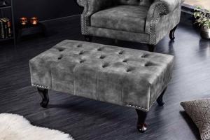 Design puff Chesterfield szürke bársony