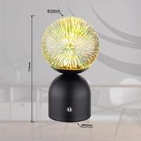 Julsy LED-es újratölthető asztali lámpa, fekete, 3D, magasság 21 cm, CCT