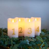 LED gyertya Sara Advent 4db magasság 12.5cm fehér/arany