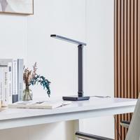 Lindby LED-es újratölthető asztali lámpa Rylas, fekete, USB, CCT