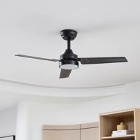 Lindby LED mennyezeti ventilátor Aerallo, fekete, CCT, csendes