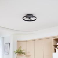 Lindby LED mennyezeti ventilátor Momitu, fekete, csendes, Ø 14 cm