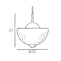 Lotus függőlámpa, borostyán, Ø 25 cm, üveg, fúvott, szájjal fújt