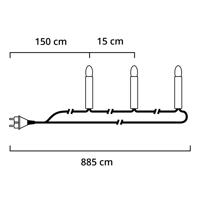 Színes LED fényfüzér, 50 égős 8,85m